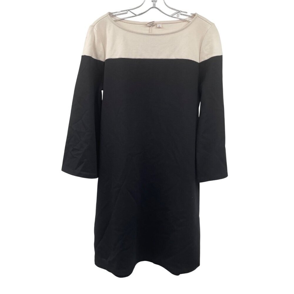 Gap Colorblock Shift Dress 3/4 Sleeve Black/Cream Womens Size Medium